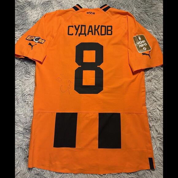 SHAKHTAR DONETSK 2022/23 MATCH WORN & SIGNED JERSEY SUDAKOV #8 UKRAINE PUMA M - Picture 2 of 9